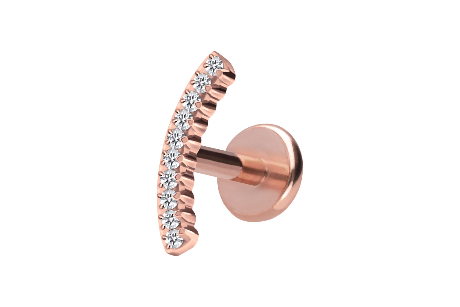 Titan Labret Piercing mit Push Fit KRISTALLBOGEN